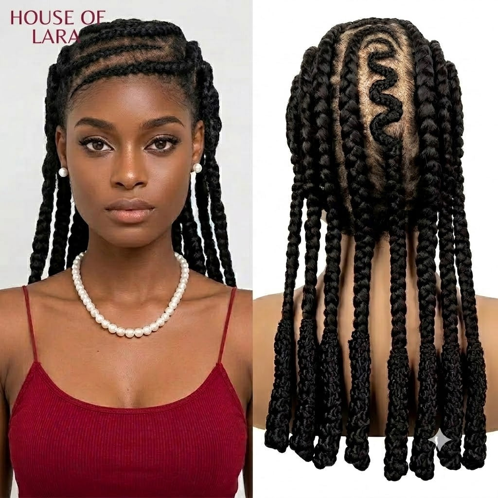 Synthetic Afro Braided Wig Full Lace Cornrow Box Braids Wig 18 inches Lace Frontal Braiding Wig for African Black Women