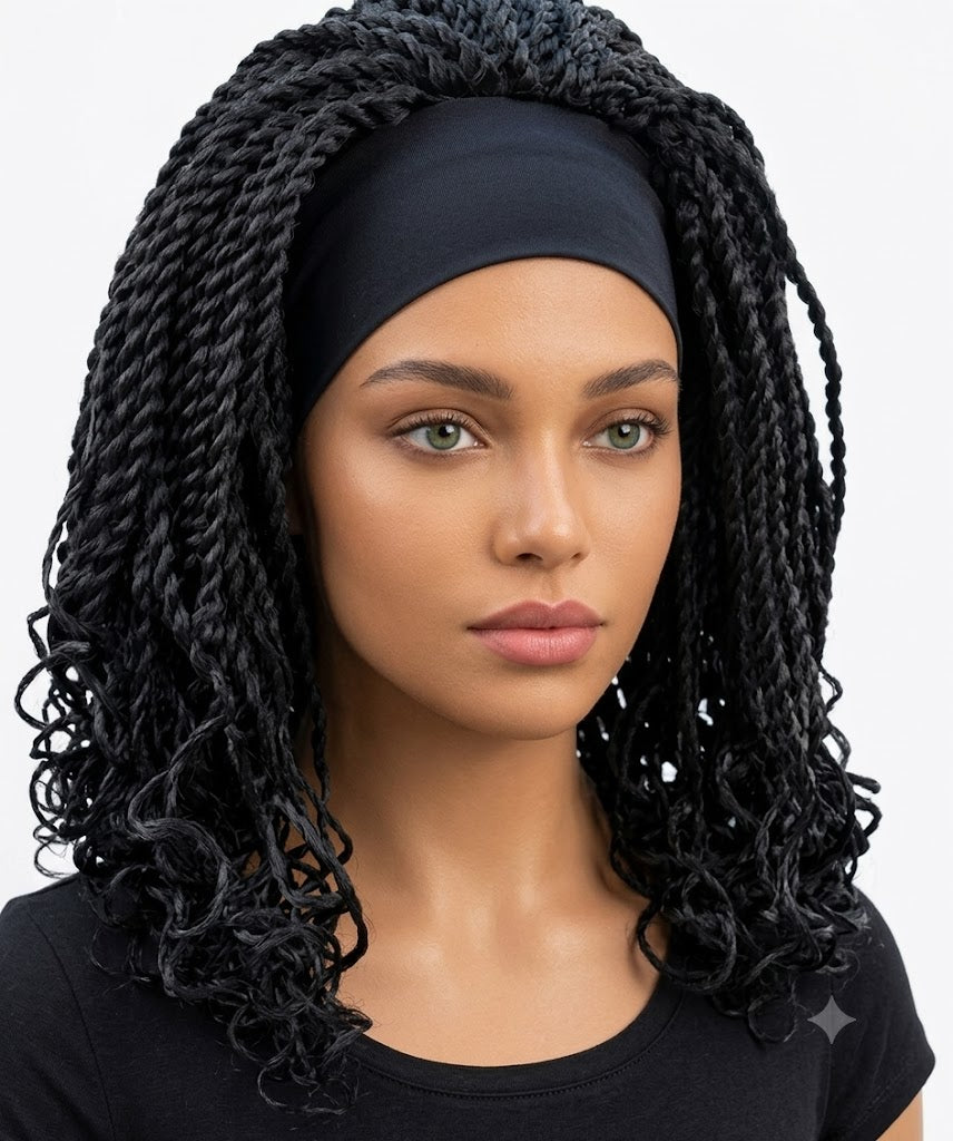 Short Twist Braided Headband Wigs 12Inch Synthetic Braided Wig for Black Women Crochet Twist Box Braids Hair Wigs Extension