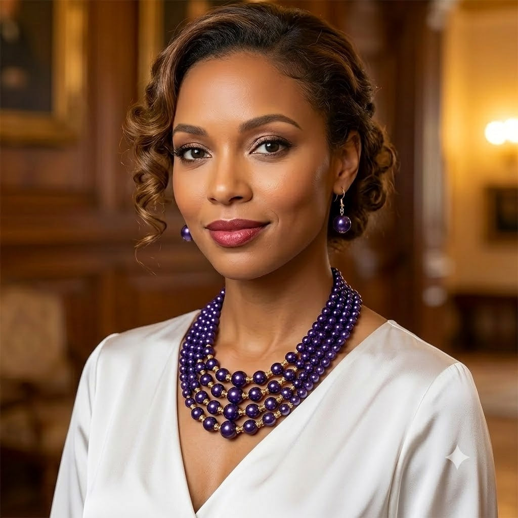 Elegant Multi-Layer Blue Pearl Necklace Set