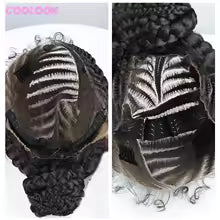 12"Cornrow Braided Bun Updo Wig Synthetic Knotless Box full Lace Front wig African Braided wig for black  Wigs