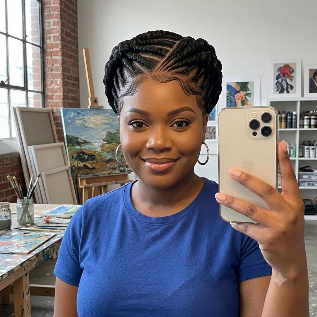 12"Cornrow Braided Bun Updo Wig Synthetic Knotless Box full Lace Front wig African Braided wig for black  Wigs