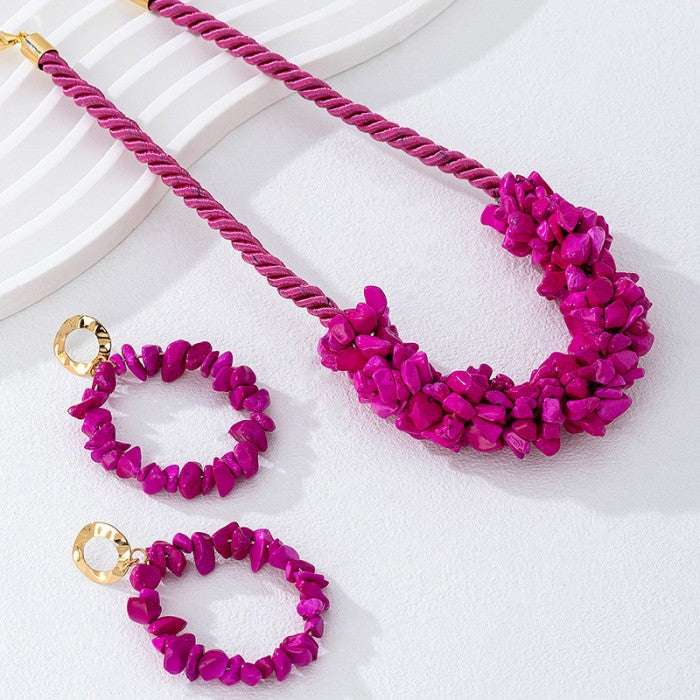 Fuchsia Flame Statement Necklace Set