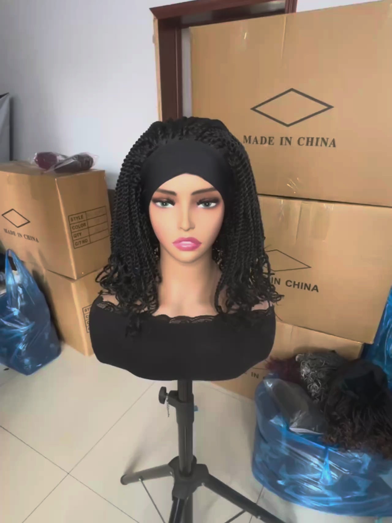 Short Twist Braided Headband Wigs 12Inch Synthetic Braided Wig for Black Women Crochet Twist Box Braids Hair Wigs Extension