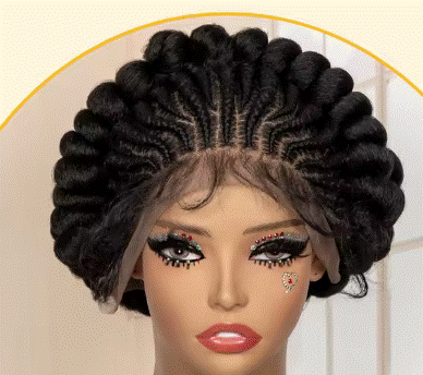 New Synthetic Full Lace Handmade Bantu Braided Wigs African Hair Wig for Black Women Short Cute Knotless Box Braiding Wig